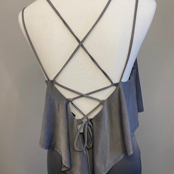 Stunning Silver Dress w/ Tie Up Back - Picture 3 of 3